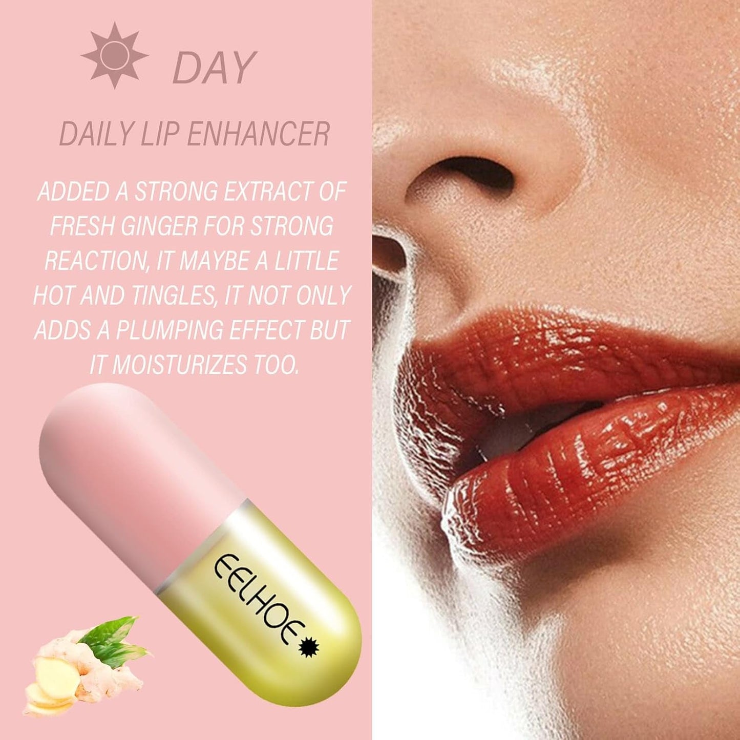 Natural Lip Plumper, 2Pcs Plumping Lip Oil Set Lip Gloss Clear, Lip Gloss, Balm Maximizer, Long Lasting Lip Glow Balm Lip Care Day & Night Moisturizing Repair Lip Gloss Set for Lip Care