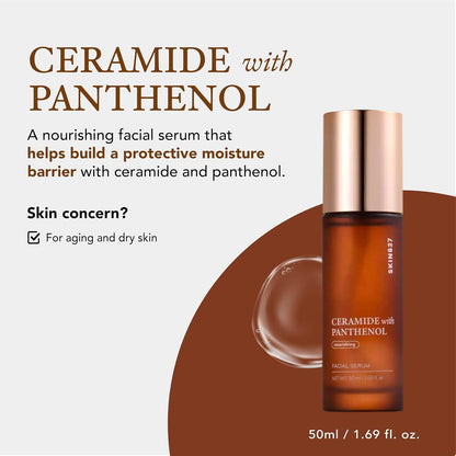 SKIN627 Daily Face Serum with ceramide and panthenol, 50ml bottle, promotes moisture barrier for all skin types, Korean skincare.
