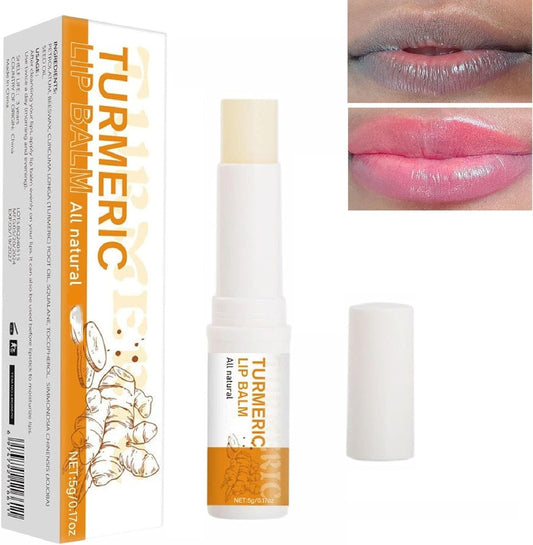 Turmeric Lip Balm Stick with Turmeric Root Oil, Turmeric Lip Balm Stick for Smokers, Lip Exfoliator Scrub Moisturizer, Soothing Moisturizing Hapstick, Turmeric Scrub for Skin Lightening (1PCS)