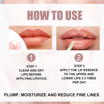 Natural Lip Plumper, 2Pcs Plumping Lip Oil Set Lip Gloss Clear, Lip Gloss, Balm Maximizer, Long Lasting Lip Glow Balm Lip Care Day & Night Moisturizing Repair Lip Gloss Set for Lip Care